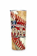 30 oz skinny tumbler with baseball dad design