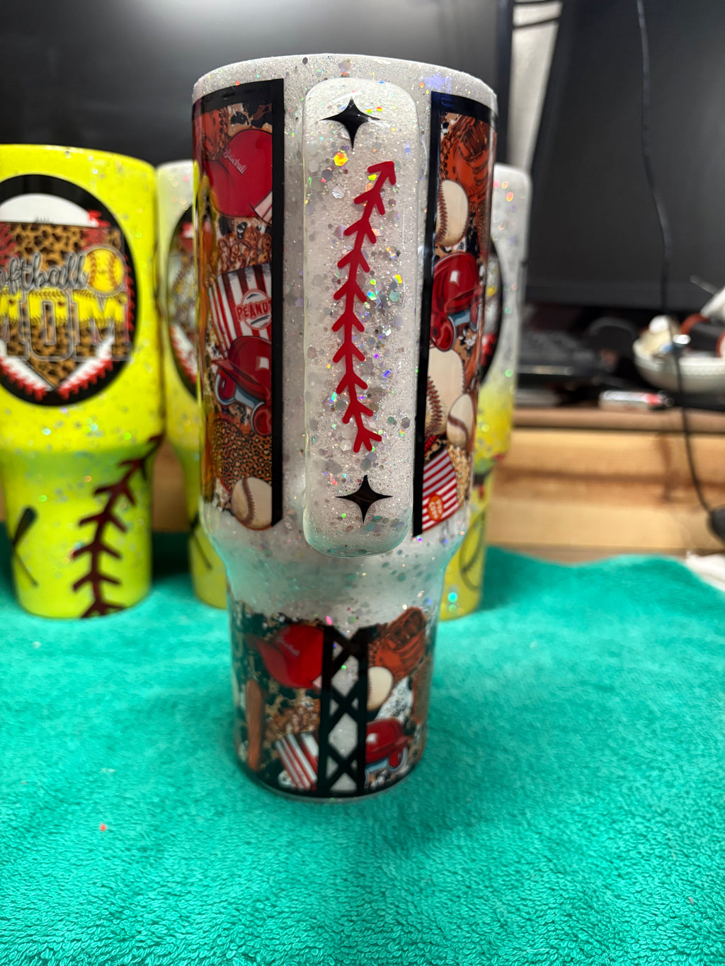 BASEBALL MAMA 40 oz Glitter Epoxy Tumbler