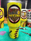 NEON Softball Mom 40 oz Glitter Epoxy Tumbler