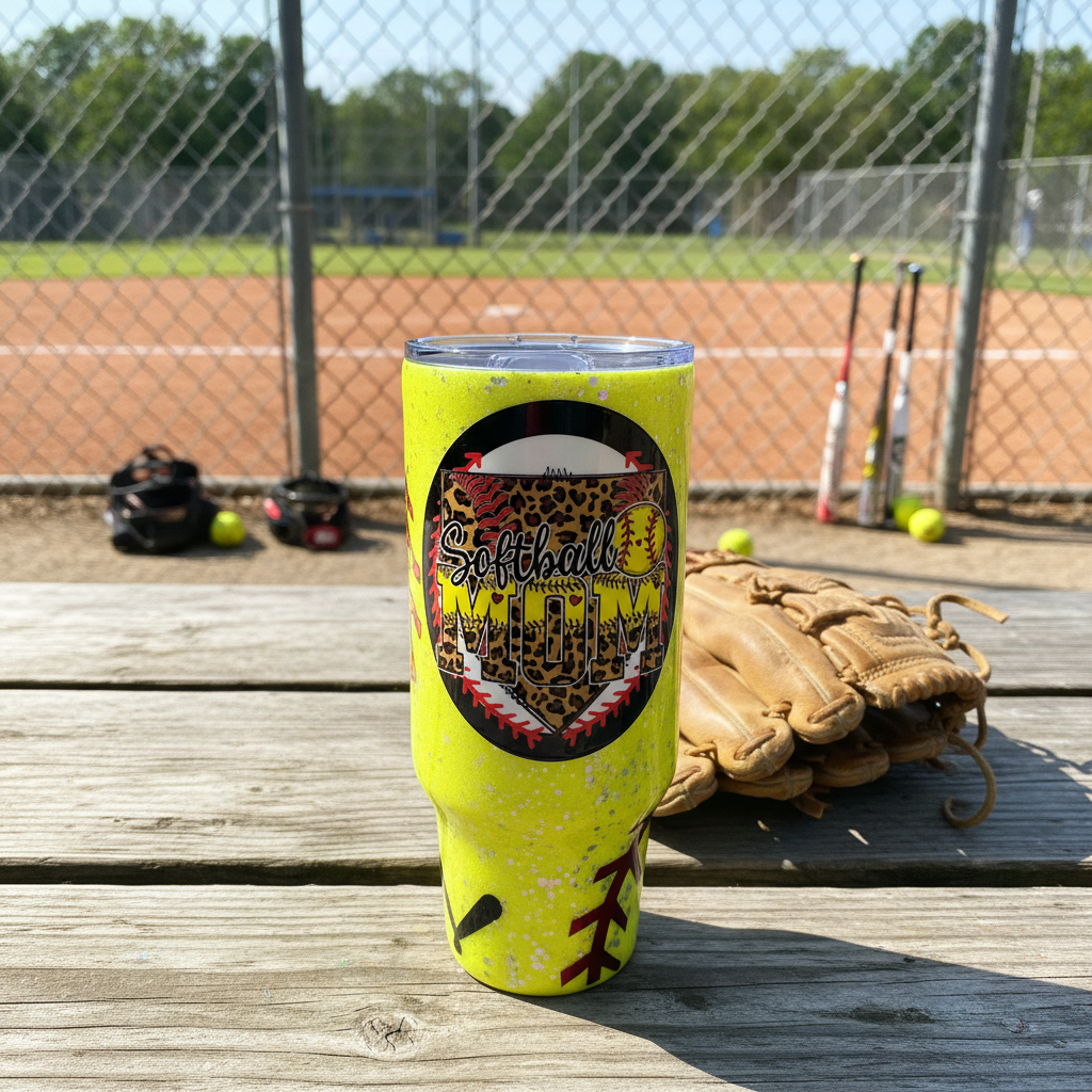 Neon Softball Mom Tumbler - Lifestyle 2