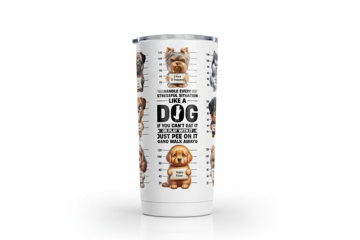 Slim straight tumbler with Dog Line Up design